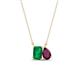 1 - Arika 1.10 ctw Emerald Shape Created Emerald with Pear Shape Rhodolite Garnet Toi Et Moi Women Pendant Necklace 