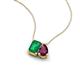 3 - Arika 1.10 ctw Emerald Shape Created Emerald with Pear Shape Rhodolite Garnet Toi Et Moi Women Pendant Necklace 