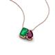 3 - Arika 1.10 ctw Emerald Shape Created Emerald with Pear Shape Rhodolite Garnet Toi Et Moi Women Pendant Necklace 