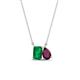 1 - Arika 1.10 ctw Emerald Shape Created Emerald with Pear Shape Rhodolite Garnet Toi Et Moi Women Pendant Necklace 