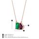 4 - Arika 1.10 ctw Emerald Shape Created Emerald with Pear Shape Rhodolite Garnet Toi Et Moi Women Pendant Necklace 