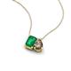3 - Arika 0.90 ctw Emerald Shape Created Emerald with Pear Shape Smoky Quartz Toi Et Moi Women Pendant Necklace 