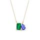 1 - Arika 1.00 ctw Emerald Shape Created Emerald with Pear Shape Tanzanite Toi Et Moi Women Pendant Necklace 