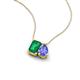 3 - Arika 1.00 ctw Emerald Shape Created Emerald with Pear Shape Tanzanite Toi Et Moi Women Pendant Necklace 