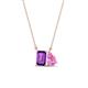 1 - Arika 1.05 ctw Emerald Shape Amethyst with Pear Shape Created Pink Sapphire Toi Et Moi Women Pendant Necklace 
