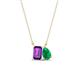 1 - Arika 0.93 ctw Emerald Shape Amethyst with Pear Shape Created Emerald Toi Et Moi Women Pendant Necklace 