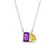 1 - Arika 1.05 ctw Emerald Shape Amethyst with Pear Shape Created Yellow Sapphire Toi Et Moi Women Pendant Necklace 