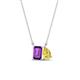 1 - Arika 1.05 ctw Emerald Shape Amethyst with Pear Shape Created Yellow Sapphire Toi Et Moi Women Pendant Necklace 