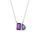 1 - Arika 1.09 ctw Emerald Shape Amethyst with Pear Shape Created Alexandrite Toi Et Moi Women Pendant Necklace 