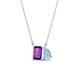 1 - Arika 0.95 ctw Emerald Shape Amethyst with Pear Shape Aquamarine Toi Et Moi Women Pendant Necklace 