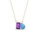 1 - Arika 1.10 ctw Emerald Shape Amethyst with Pear Shape Blue Topaz Toi Et Moi Women Pendant Necklace 