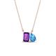 1 - Arika 1.10 ctw Emerald Shape Amethyst with Pear Shape Blue Topaz Toi Et Moi Women Pendant Necklace 