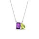 1 - Arika 1.10 ctw Emerald Shape Amethyst with Pear Shape Peridot Toi Et Moi Women Pendant Necklace 