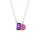 1 - Arika 1.05 ctw Emerald Shape Amethyst with Pear Shape Pink Tourmaline Toi Et Moi Women Pendant Necklace 