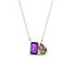 1 - Arika 0.95 ctw Emerald Shape Amethyst with Pear Shape Smoky Quartz Toi Et Moi Women Pendant Necklace 