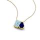 3 - Arika 0.95 ctw Emerald Shape Aquamarine with Pear Shape Created Blue Sapphire Toi Et Moi Women Pendant Necklace 