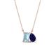 1 - Arika 0.95 ctw Emerald Shape Aquamarine with Pear Shape Created Blue Sapphire Toi Et Moi Women Pendant Necklace 