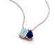 3 - Arika 0.95 ctw Emerald Shape Aquamarine with Pear Shape Created Blue Sapphire Toi Et Moi Women Pendant Necklace 