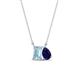 1 - Arika 0.95 ctw Emerald Shape Aquamarine with Pear Shape Created Blue Sapphire Toi Et Moi Women Pendant Necklace 