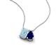 3 - Arika 0.95 ctw Emerald Shape Aquamarine with Pear Shape Created Blue Sapphire Toi Et Moi Women Pendant Necklace 