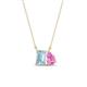1 - Arika 0.95 ctw Emerald Shape Aquamarine with Pear Shape Created Pink Sapphire Toi Et Moi Women Pendant Necklace 