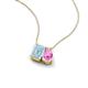 3 - Arika 0.95 ctw Emerald Shape Aquamarine with Pear Shape Created Pink Sapphire Toi Et Moi Women Pendant Necklace 