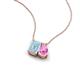 3 - Arika 0.95 ctw Emerald Shape Aquamarine with Pear Shape Created Pink Sapphire Toi Et Moi Women Pendant Necklace 