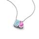 3 - Arika 0.95 ctw Emerald Shape Aquamarine with Pear Shape Created Pink Sapphire Toi Et Moi Women Pendant Necklace 