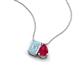 3 - Arika 0.95 ctw Emerald Shape Aquamarine with Pear Shape Created Ruby Toi Et Moi Women Pendant Necklace 