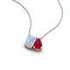 3 - Arika 0.95 ctw Emerald Shape Aquamarine with Pear Shape Created Ruby Toi Et Moi Women Pendant Necklace 