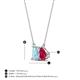 4 - Arika 0.95 ctw Emerald Shape Aquamarine with Pear Shape Created Ruby Toi Et Moi Women Pendant Necklace 