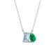 1 - Arika 0.83 ctw Emerald Shape Aquamarine with Pear Shape Created Emerald Toi Et Moi Women Pendant Necklace 