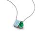 3 - Arika 0.83 ctw Emerald Shape Aquamarine with Pear Shape Created Emerald Toi Et Moi Women Pendant Necklace 