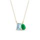1 - Arika 0.83 ctw Emerald Shape Aquamarine with Pear Shape Created Emerald Toi Et Moi Women Pendant Necklace 