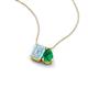 3 - Arika 0.83 ctw Emerald Shape Aquamarine with Pear Shape Created Emerald Toi Et Moi Women Pendant Necklace 