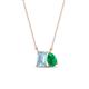 1 - Arika 0.83 ctw Emerald Shape Aquamarine with Pear Shape Created Emerald Toi Et Moi Women Pendant Necklace 