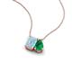 3 - Arika 0.83 ctw Emerald Shape Aquamarine with Pear Shape Created Emerald Toi Et Moi Women Pendant Necklace 