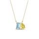 1 - Arika 0.95 ctw Emerald Shape Aquamarine with Pear Shape Created Yellow Sapphire Toi Et Moi Women Pendant Necklace 
