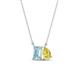 1 - Arika 0.95 ctw Emerald Shape Aquamarine with Pear Shape Created Yellow Sapphire Toi Et Moi Women Pendant Necklace 