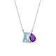 1 - Arika 0.90 ctw Emerald Shape Aquamarine with Pear Shape Amethyst Toi Et Moi Women Pendant Necklace 