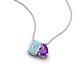 3 - Arika 0.90 ctw Emerald Shape Aquamarine with Pear Shape Amethyst Toi Et Moi Women Pendant Necklace 