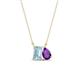 1 - Arika 0.90 ctw Emerald Shape Aquamarine with Pear Shape Amethyst Toi Et Moi Women Pendant Necklace 