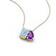 3 - Arika 0.90 ctw Emerald Shape Aquamarine with Pear Shape Amethyst Toi Et Moi Women Pendant Necklace 