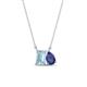 1 - Arika 0.85 ctw Emerald Shape Aquamarine with Pear Shape Iolite Toi Et Moi Women Pendant Necklace 