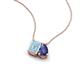 3 - Arika 0.85 ctw Emerald Shape Aquamarine with Pear Shape Iolite Toi Et Moi Women Pendant Necklace 