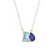 1 - Arika 0.85 ctw Emerald Shape Aquamarine with Pear Shape Iolite Toi Et Moi Women Pendant Necklace 