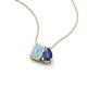 3 - Arika 0.85 ctw Emerald Shape Aquamarine with Pear Shape Iolite Toi Et Moi Women Pendant Necklace 
