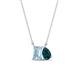 1 - Arika 1.00 ctw Emerald Shape Aquamarine with Pear Shape London Blue Topaz Toi Et Moi Women Pendant Necklace 