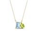 1 - Arika 1.00 ctw Emerald Shape Aquamarine with Pear Shape Peridot Toi Et Moi Women Pendant Necklace 