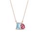 1 - Arika 0.95 ctw Emerald Shape Aquamarine with Pear Shape Pink Tourmaline Toi Et Moi Women Pendant Necklace 
